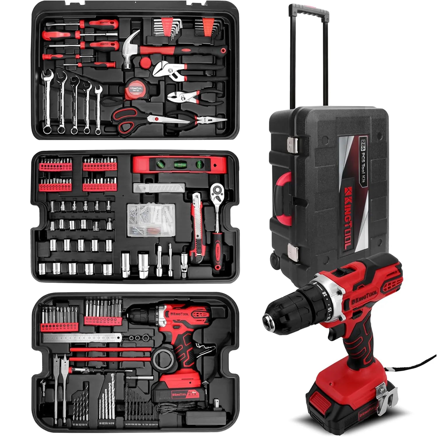 KingTool 286-piece tool set with rollin